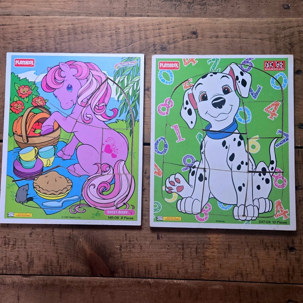 Vintage Playskool Tray Puzzles 1997 My Little Pony & 101 Dalmatians Set